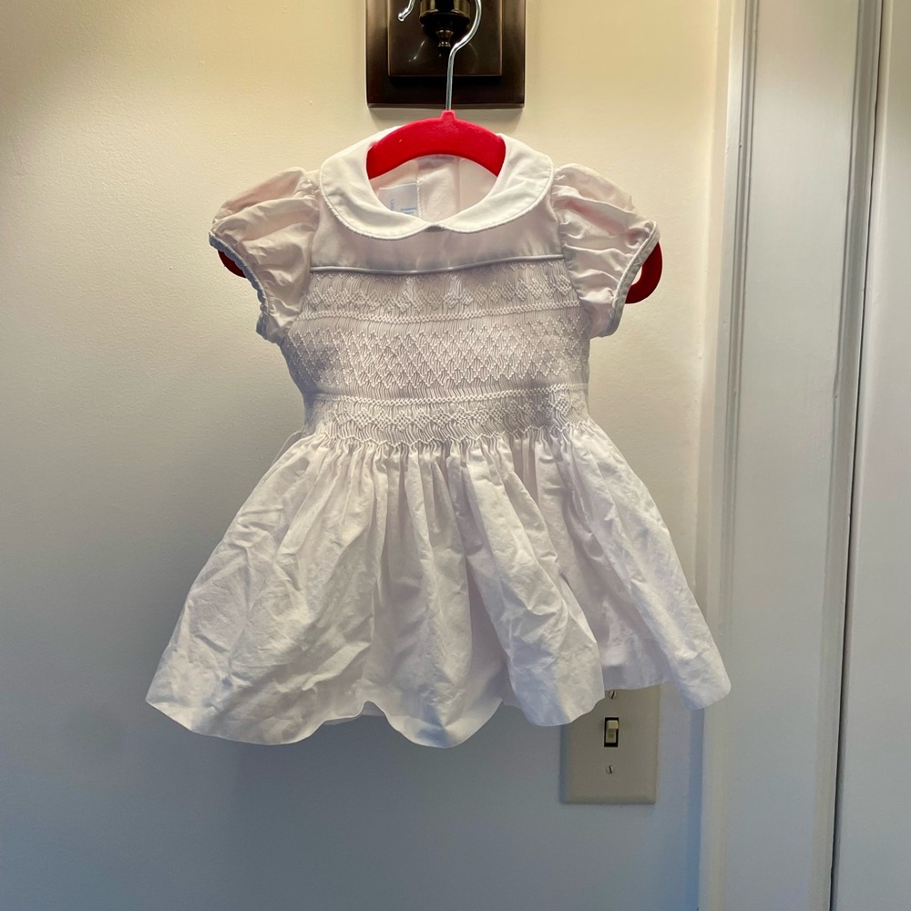 Little English Smocked Emery Dress - White - size 6 months